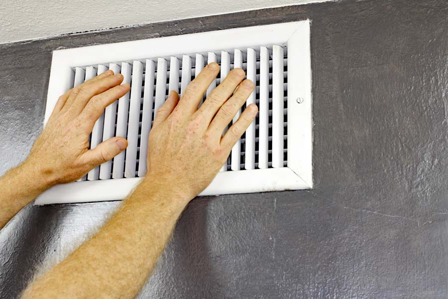 Hands held up to vent feeling air coming out.