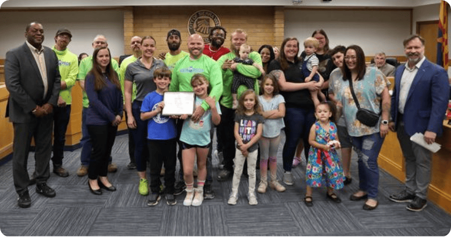 Vista Pros team with their families after winning the 2024 Small Business Award in Sierra Vista, AZ.
